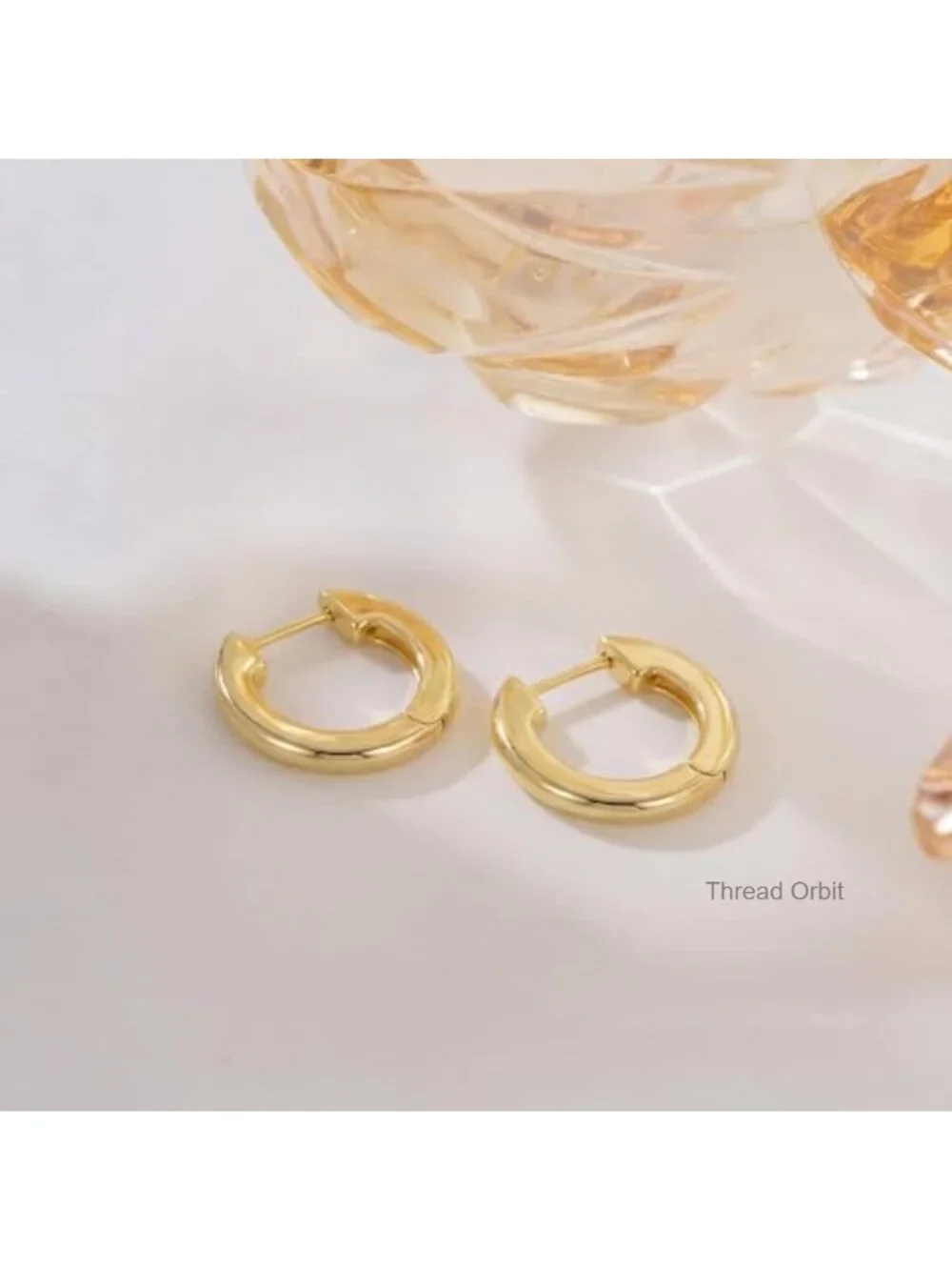14K Gold Plated Small Huggie Hoop Earrings with Secure Cuff Close